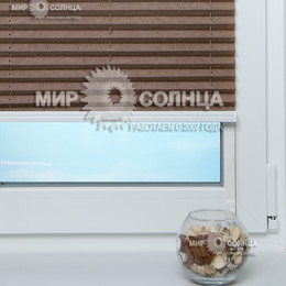 Жалюзи плиссе на пластиковые окна Краш перл цвет коричневый